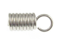 100 - End-Spring with Loop for 4mm Cord  Nickel Plated Small Pack