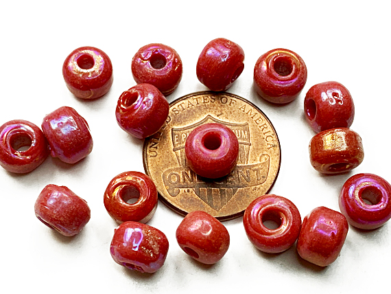 6mm Opaque Red Matt/Frosted Crow  Beads