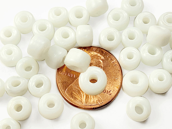 9mm  Opaque White Crow Beads