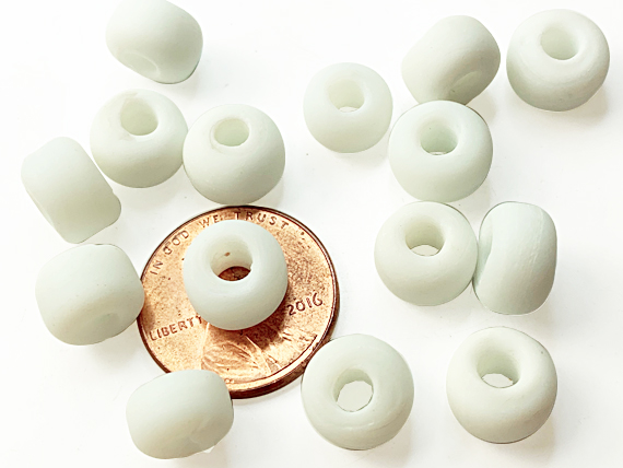 9mm  Opaque White Matt/Frosted Crow  Beads