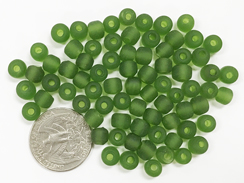 6mm Green (Translucent) Matt/Frosted Crow  Beads