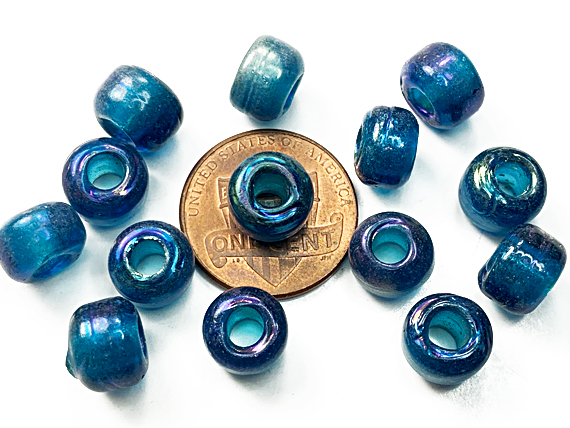9mm Dark Turquoise (Translucent) Crow Beads