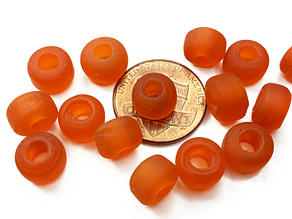 9mm Orange (Translucent) Matt/Frosted Crow  Beads
