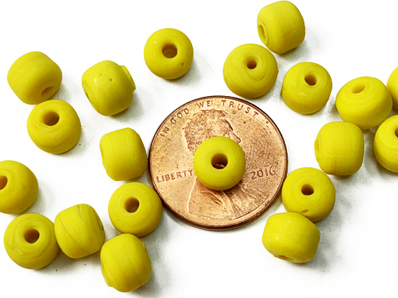 9mm Opaque Yellow Crow Beads