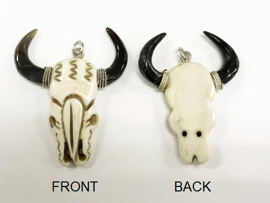 2.25" Cattle Skull Head Longhorn Bone Pendant
