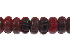 Red Horn Notched Rondelle Bead Strand