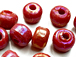 6mm Opaque Red Matt/Frosted Crow  Beads