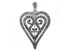 Sterling Silver Marcasite "Large Heart Pendant