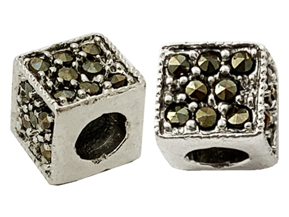 Sterling Silver Marcasite Square Bead