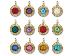 TierraCast Bright Gold Plated Pewter 6750 series Birthstone Charms, Set of 12, with Blue Zircon