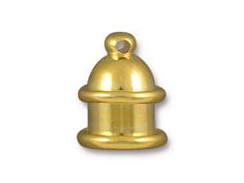 2 - TierraCast Pagoda Brass Cord End 6mm internal Diameter, Bright Gold Plated