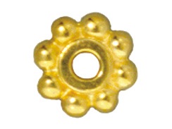 50 - TierraCast Bright Gold Plated 6mm Beaded Daisy Pewter Heishi Spacer Bead