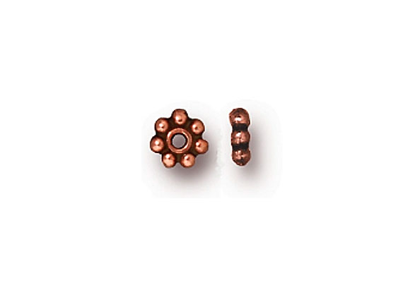100 - TierraCast Antique Copper Plated 4mm Beaded Daisy Pewter Heishi Spacer Bead