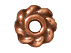 100 - TierraCast Antique Copper Plated 4mm Twisted Daisy Pewter Heishi Spacer Bead