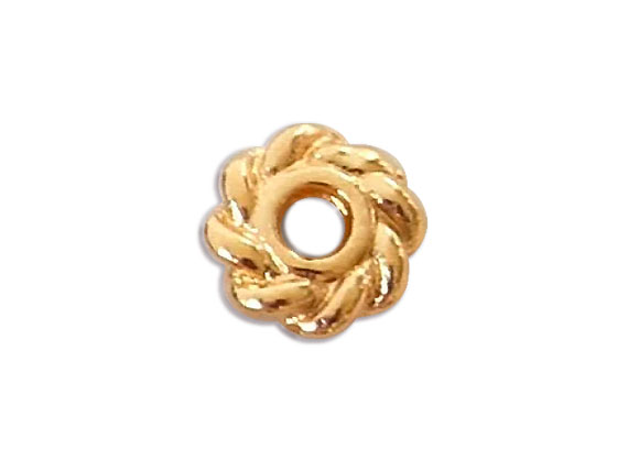 100 - TierraCast Bright Gold Plated 4mm Twisted Daisy Pewter Heishi Spacer Bead