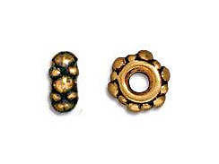 50 - TierraCast Pewter 5mm Bead Heishi Small Tukish, Antique Gold Plated 