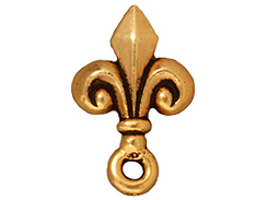 10 - TierraCast Pewter EARRING Fleur De Lis Post Earring Component, Antique Gold Finish 