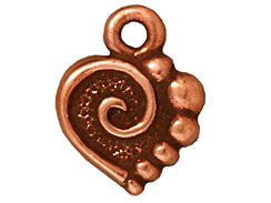 20 - TierraCast Pewter CHARM Spiral Heart, Antique Copper Plated
