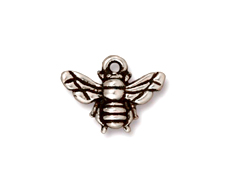 10 - TierraCast Pewter CHARM Honey Bee, Antique Silver Plated