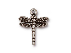 10 - TierraCast Pewter CHARM Dragonfly, Antique Silver Plated