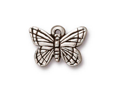 10 - TierraCast Pewter CHARM Monarch Butterfly, Antique Silver Plated