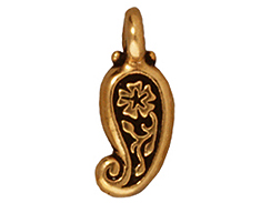 20 - TierraCast Pewter DROP Paisley, Antique Gold Plated