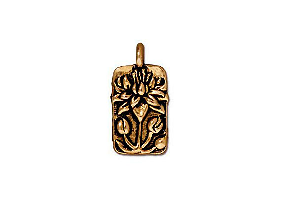 10 - TierraCast Pewter Antique Gold Floating Lotus Charm