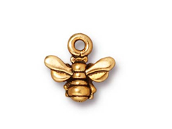 10 - TierraCast Pewter CHARM Small Honey Bee Antique Gold Plated