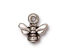 10 - TierraCast Pewter CHARM Small Honey Bee Antique Silver Plated