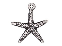 10 - TierraCast Pewter CHARM Starfish, Antique Silver Plated