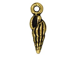 20 - TierraCast Pewter CHARM Small Spindle Shell, Antique Gold Plated