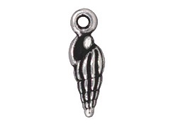 20 - TierraCast Pewter CHARM Small Spindle Shell, Antique Silver Plated
