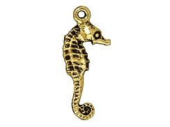 20 - TierraCast Pewter CHARM Seahorse, Antique Gold Plated