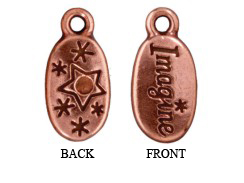 10 - TierraCast Pewter CHARM Imagine / Stars with Stone Setting, Antique Copper Plated