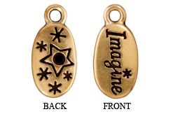 10 - TierraCast Pewter CHARM Imagine / Stars with Stone Setting, Antique Gold Plated