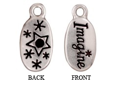 10 - TierraCast Pewter CHARM Imagine / Stars with Stone Setting, Antique Silver Plated
