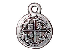 10 - TierraCast Pewter CHARM Piece of Eight Antique Silver Plated 