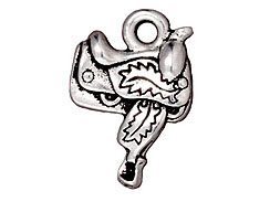10 - TierraCast Pewter CHARM Saddle Antique Silver Plated 