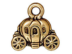 10 - TierraCast Pewter CHARM Carriage Antique Gold Plated 
