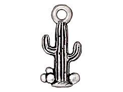 10 - TierraCast Pewter CHARM Saguaro Cactus Antique Silver Plated 