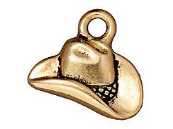 10 - TierraCast Pewter CHARM Cowboy Hat Antique Gold Plated 