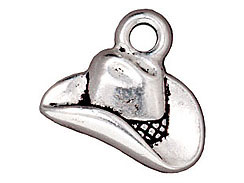 10 - TierraCast Pewter CHARM Cowboy Hat Antique Silver Plated 