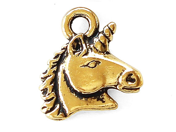 10 - TierraCast Pewter CHARM Unicorn Antique Gold Plated 