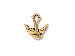 10 - TierraCast Pewter CHARM Swallow, Antique Gold Plated