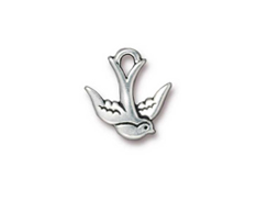 10 - TierraCast Pewter CHARM Swallow, Antique Silver Plated