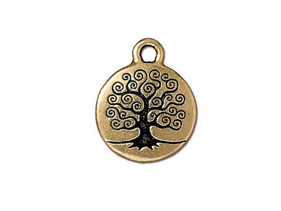 10 - TierraCast Pewter Tree of Life Drop, Oxidized Brass