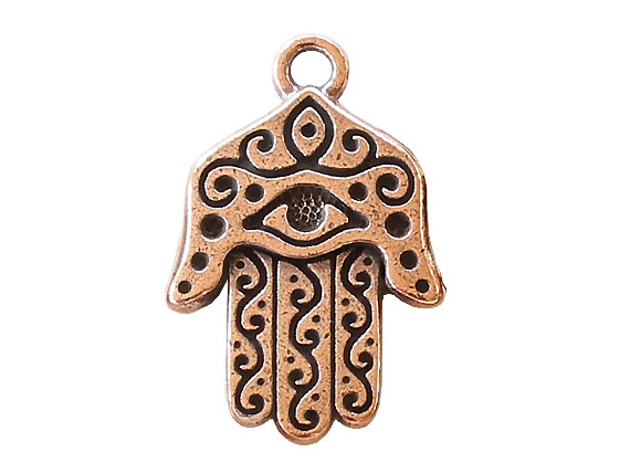 5 - TierraCast Pewter CHARM Large Hamsa Antique Copper Plated
