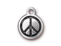 10 - TierraCast Pewter Charm Small Peace Sign Antique Silver Plated