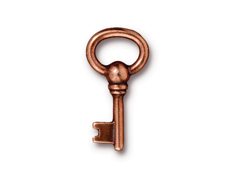 10 - TierraCast Pewter DROP Oval Key, Antique Copper Plated 
