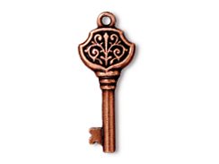5 - TierraCast Pewter DROP Victorian Key, Antique Copper Plated 
